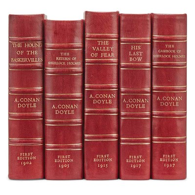 Lot 369 - CONAN DOYLE, ARTHUR Group of five leather...
