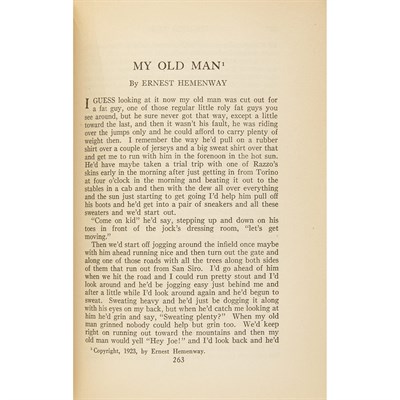 Lot 404 - [HEMINGWAY, ERNEST] "My Old Man" printed in...