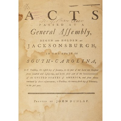 Lot 38 - [SOUTH CAROLINA] Acts passed at a General...