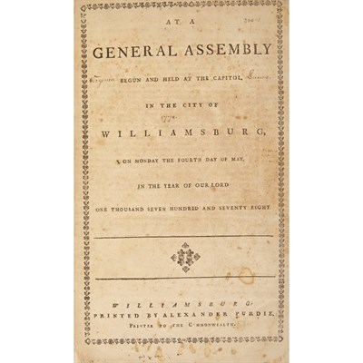 Lot 32 - [VIRGINIA - REVOLUTION] At a General Assembly...