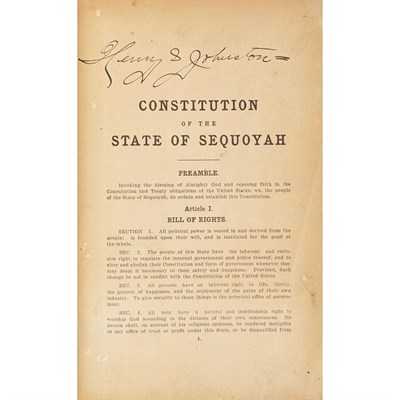 Lot 116 - [NATIVE AMERICAN - STATE OF SEQUOYAH]...