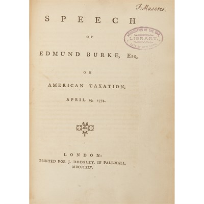 Lot 26 - [AMERICAN REVOLUTION - ENGLAND] BURKE, EDMUND....