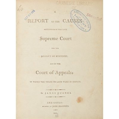 Lot 81 - [KENTUCKY] HUGHES, JAMES. A Report of the...