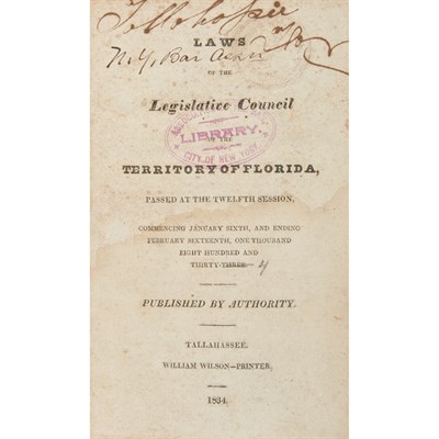 Lot 92 - [FLORIDA TERRITORY] Run of territorial Acts...