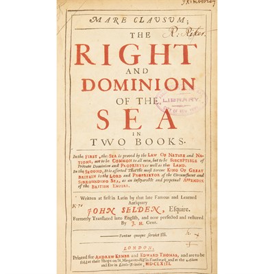 Lot 160 - [MARITIME LAW] SELDEN, JOHN [NEDHAM,...
