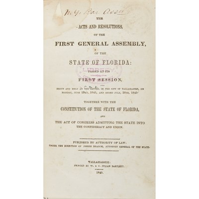 Lot 95 - [FLORIDA] The Acts and Resolutions of the...