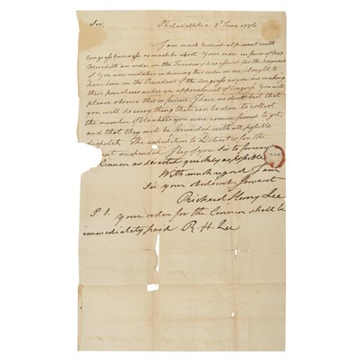 Lot 260 - [AMERICAN REVOLUTION] LEE, RICHARD HENRY June...