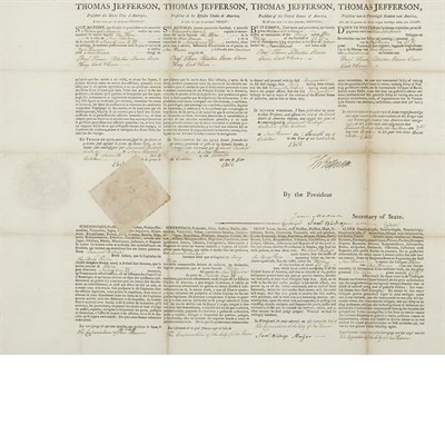 Lot 268 - JEFFERSON, THOMAS Four language ship's papers...
