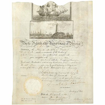 Lot 272 - JACKSON, ANDREW Ship's passport signed....