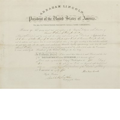 Lot 278 - LINCOLN, ABRAHAM Document signed appointing...