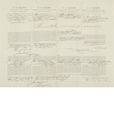 Lot 280 - GRANT, U.S. Four language ship's papers signed...