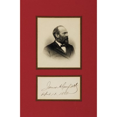 Lot 282 - GARFIELD, JAMES Large Signature as President....