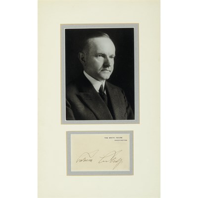 Lot 285 - COOLIDGE, CALVIN Two signed items, comprising...