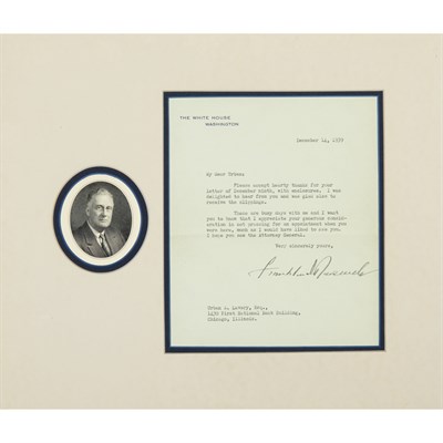 Lot 286 - ROOSEVELT, FRANKLIN DELANO Typed letter signed....