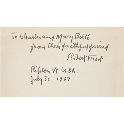 Lot 395 - FROST, ROBERT Steeple Bush. New York: Henry...