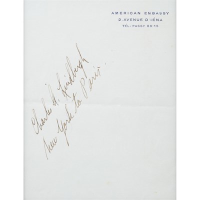 Lot 232 - [AVIATION] LINDBERGH, CHARLES A. Signature on...