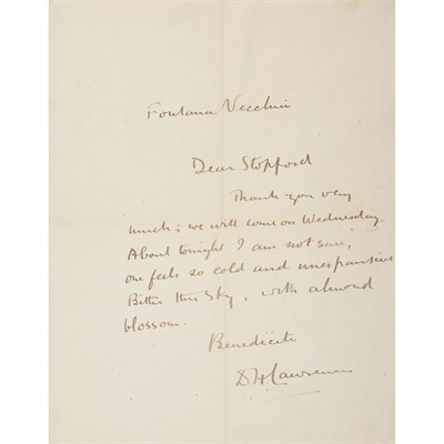 Lot 416 - LAWRENCE, D[AVID]. H[ERBERT]. Pansies. June...