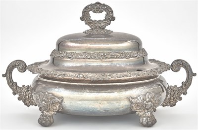 Lot 157 - Regency Style Silver Plated Bombé-Form Soup...