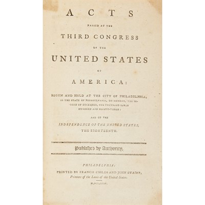 Lot 302 - [UNITED STATES] Acts passed at the Third...