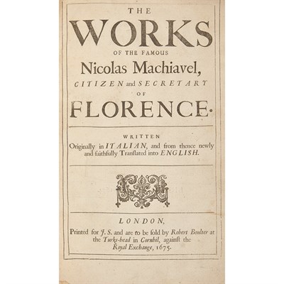 Lot 177 - MACHIAVELLI, NICCOLO The works of the famous...