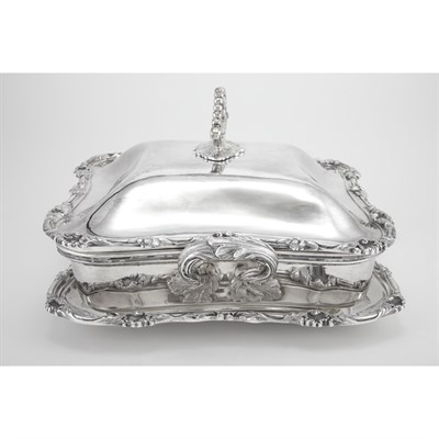 Lot 362 - Austrian Silver Covered Entree Dish Schiffer,...