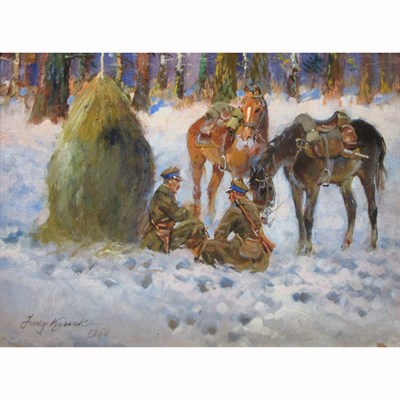 Lot 43 - Jerzy Kossak Polish, 1886-1955 Soliders at...
