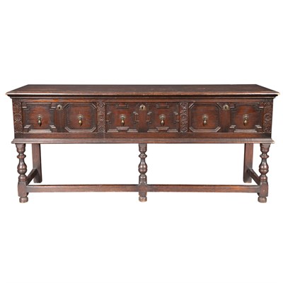 Lot 475 - Baroque Style Dark Stained Oak Sideboard...