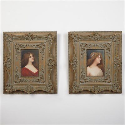 Lot 666 - Two Framed Continental Painted Porcelain...
