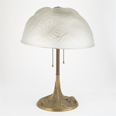 Lot 574 - R. Lalique Molded Glass Dahlias Shade Circa...