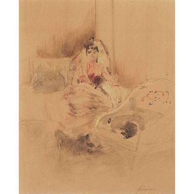 Lot 55 - Jean-Louis Forain French, 1852-1931 Woman in...