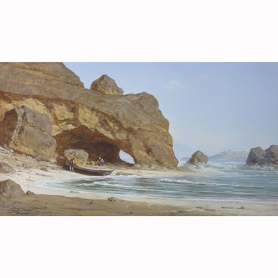 Lot 12 - French School 19th Century A Cove at Trouville,...