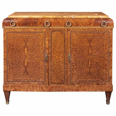 Lot 587 - Art Deco Inlaid Burr Walnut Side Cabinet The...