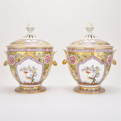 Lot 627 - Pair of Dresden Gilt and Polychrome Decorated...