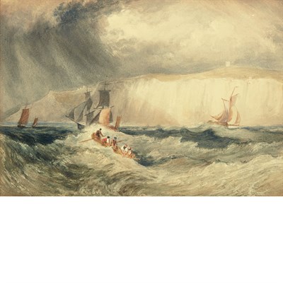 Lot 10 - Attributed to Charles Bentley Storm Off Dover...
