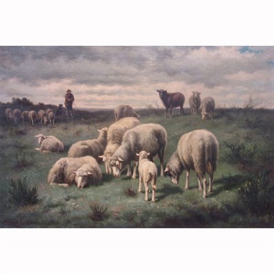 Lot 3 - Henri de Beul Belgian, 1845-1900 Sheep Grazing,...