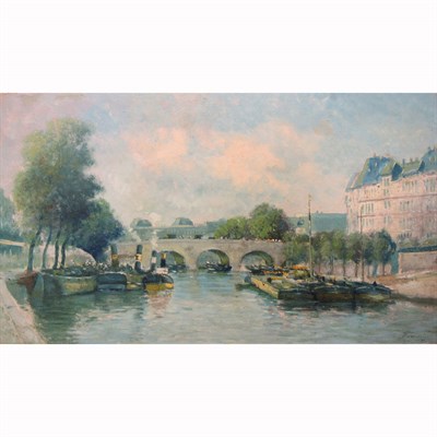 Lot 67 - Manner of Eugene Boudin Boats on the Seine...