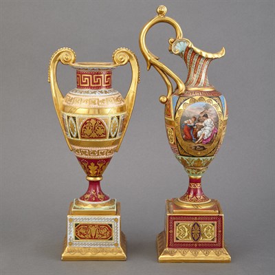 Lot 512 - Two Vienna Style Gilt and Polychrome Decorated...