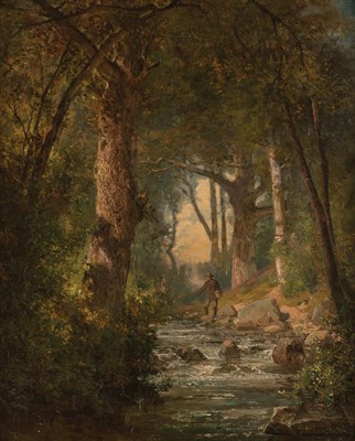 Lot 19 - Thomas Hill American, 1829-1908 Fishing in a...