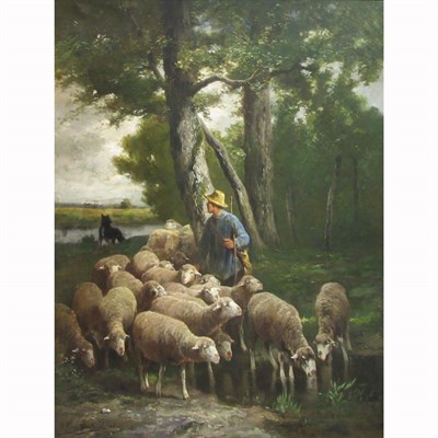 Lot 2 - Franz de Beul Belgian, 1849-1919 A Shepherd...