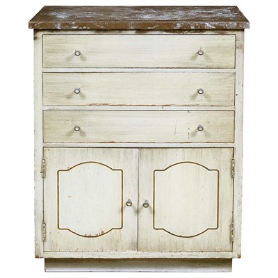 Lot 89 - Provincial Style White and Gold Painted Side...