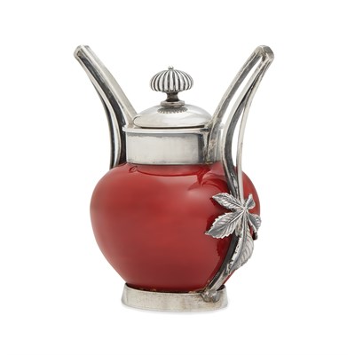 Lot 739 - Fabergé Silver-Mounted Ceramic Gum Pot With...
