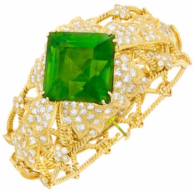 Lot 402 - Gold, Peridot and Diamond Bangle Bracelet, David Webb