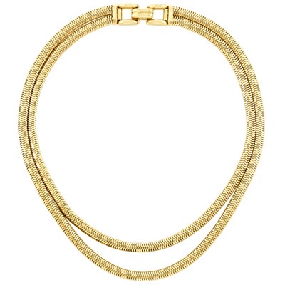 Lot 394 - Double Strand Gold Snake Chain Necklace