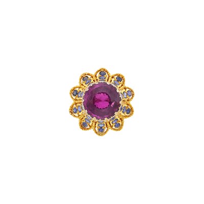 Lot 32 - Gianmaria Buccellati Two-Color Gold, Pink Tourmaline and Sapphire Ring
