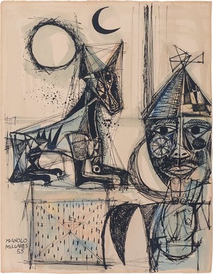 Lot 113 - Manolo Millares Spanish, 1926-1972 Untitled,...