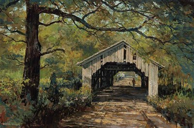 Lot 128 - Eric Sloane American, 1905-1985 Covered Bridge...