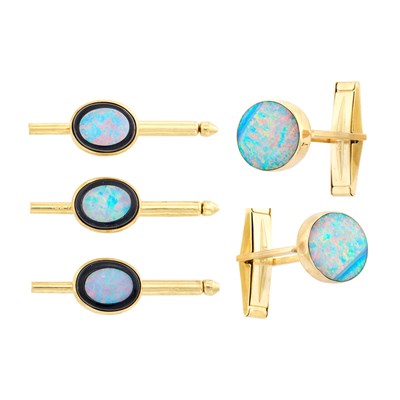 Lot 387 - Gold, Opal, Opal Doublet and Black Onyx Dress Set