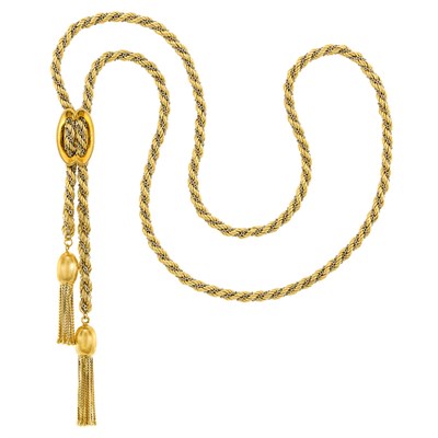 Lot 95 - Long Two-Color Gold Necklace with Tassel