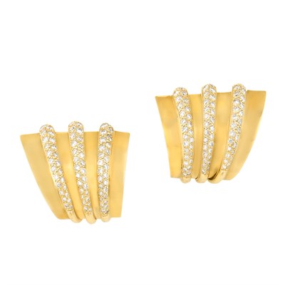 Lot 330 - Pair of Gold and Diamond Earclips, O.J. Perrin, France
