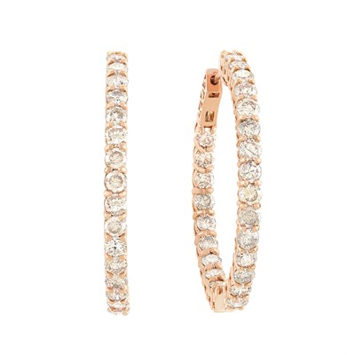Lot 272 - Pair of Rose Gold and Diamond Hoop Earrings